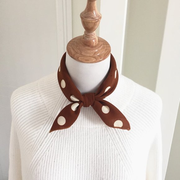 Accessories - Caramel Brown Polka Dot Scarf